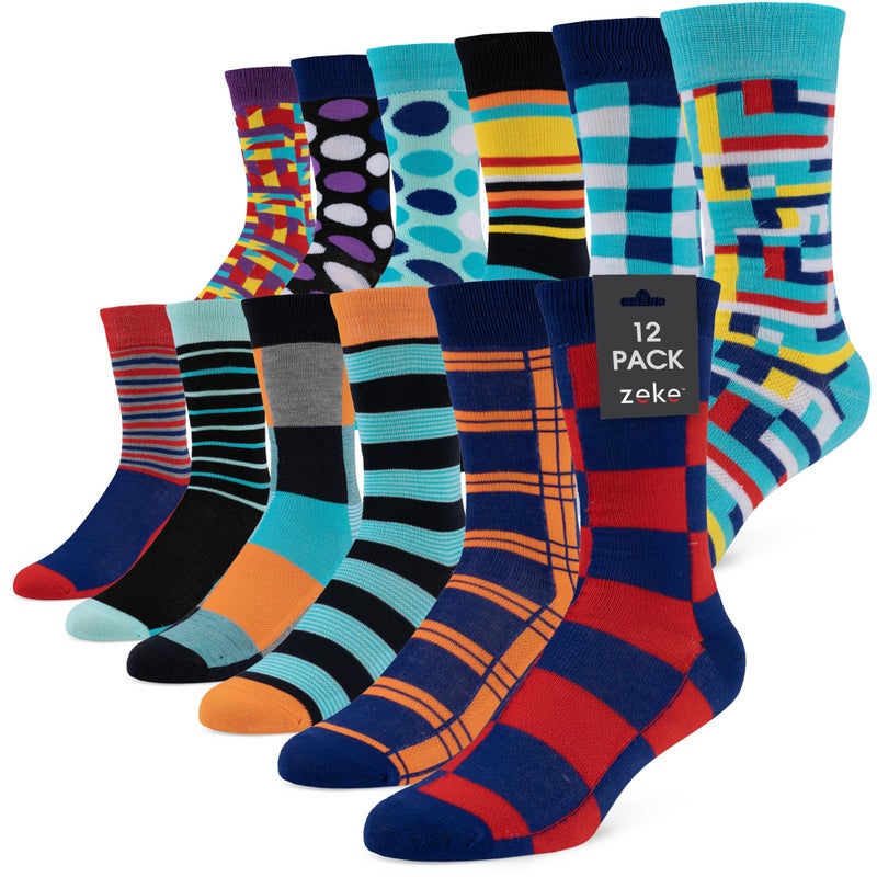 ZEKE Funny Dress Socks for Men - Funky Mens Crazy Socks - Cool Colorful Patterned Fun Socks for Men (Variation S, 6-12) - Image 1